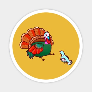 Turkey and Pigeon Happy Thanksgiviing Magnet